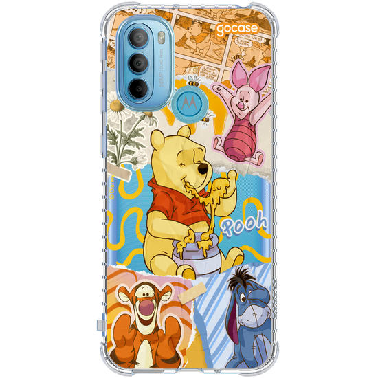 Capinha para celular Ursinho Pooh - Colagem da Turma do Pooh