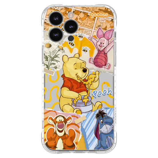 Capinha para celular Ursinho Pooh - Colagem da Turma do Pooh