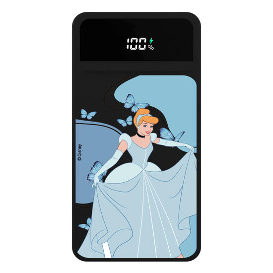 Carregador Portátil Turbo 10000mah Preto - Disney Princesas - Princesas Borboletas com Aquarela