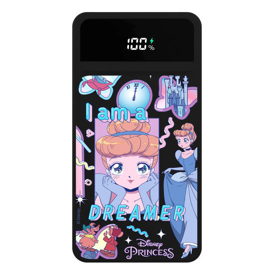 Carregador Portátil Turbo 10000mah Preto - Disney Princesas - Stickers Cinderella Anime