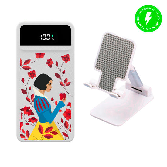 Carregador Portátil Turbo 10000mah - Branca de Neve - Rosas Vermelhas