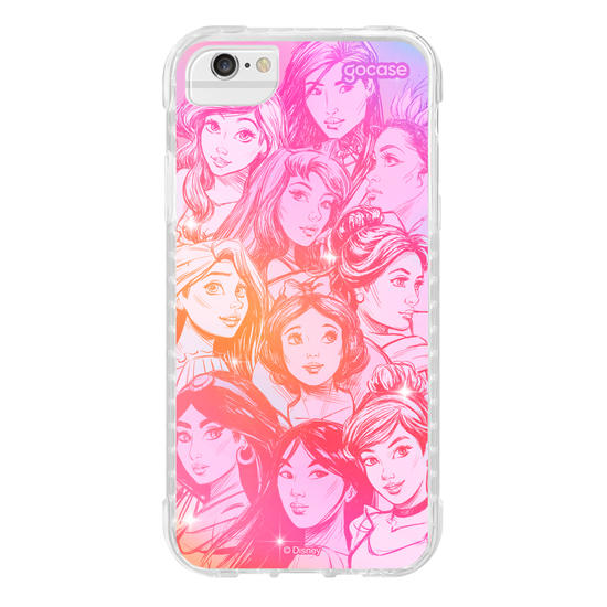 Capinha para celular  Princesas - Rostos Realistas com Degradê