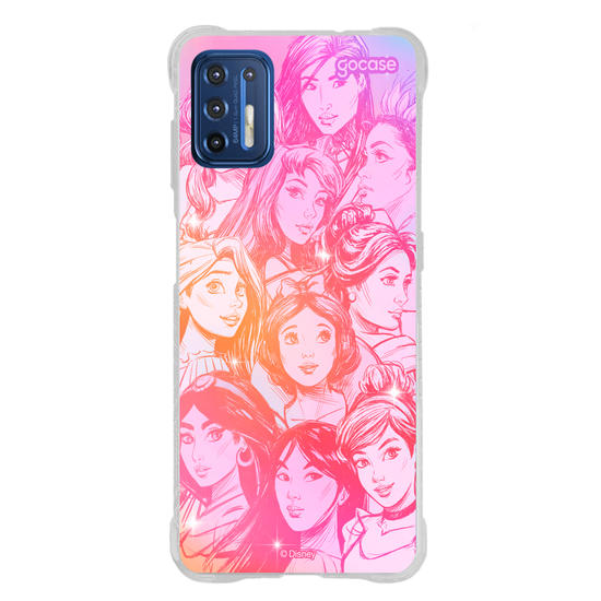 Capinha para celular  Princesas - Rostos Realistas com Degradê