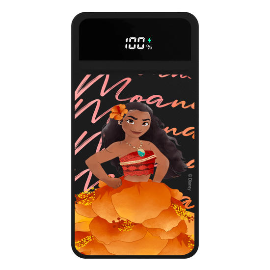 Carregador Portátil Turbo 10000mah Preto - Princesas - Moana Floral Dress