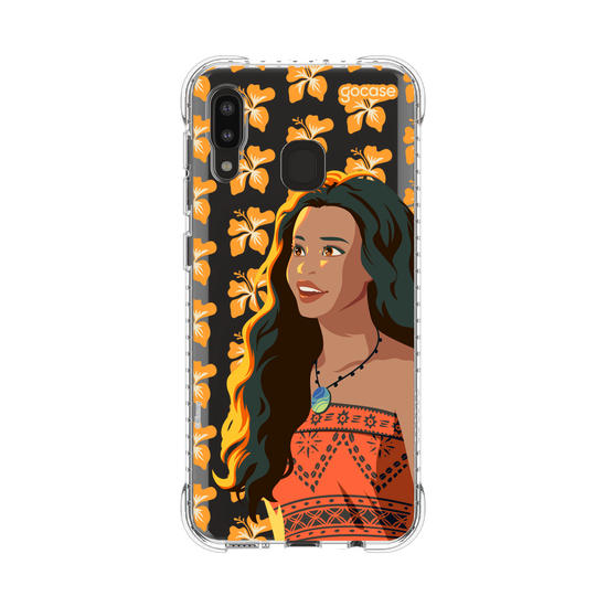 Capinha para celular   Moana Live Action - Hibíscos Laranja