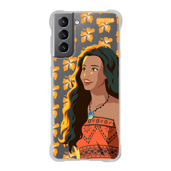 Capinha para celular   Moana Live Action - Hibíscos Laranja