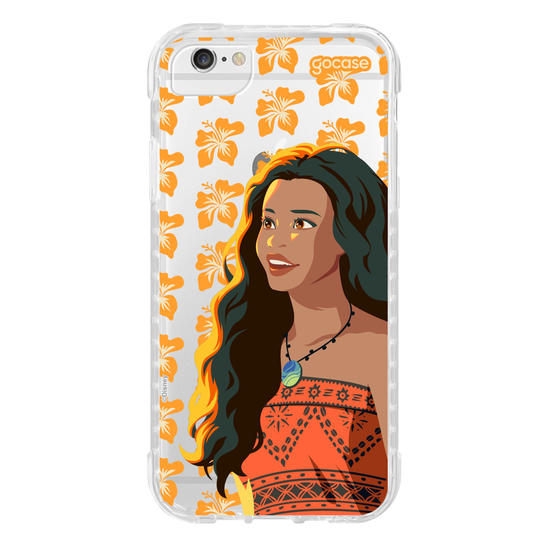 Capinha para celular   Moana Live Action - Hibíscos Laranja