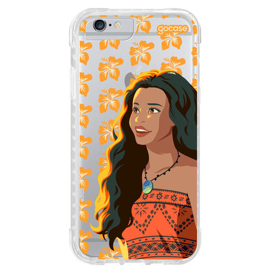 Capinha para celular   Moana Live Action - Hibíscos Laranja