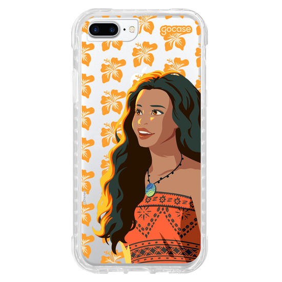 Capinha para celular   Moana Live Action - Hibíscos Laranja