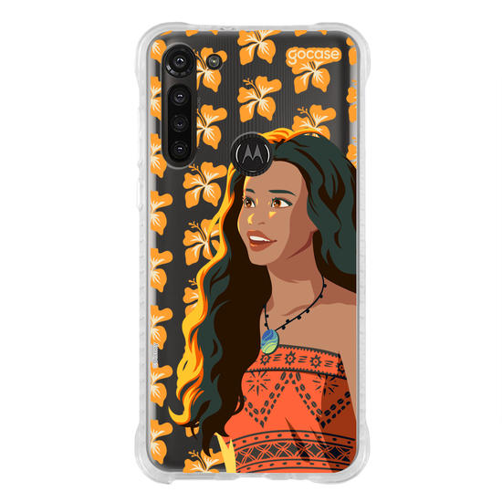 Capinha para celular   Moana Live Action - Hibíscos Laranja