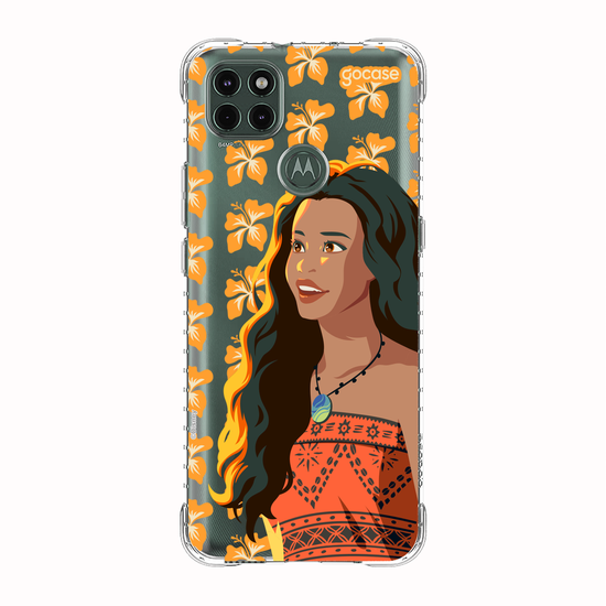 Capinha para celular   Moana Live Action - Hibíscos Laranja