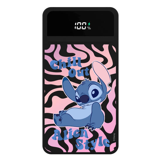 Carregador Portátil Turbo 10000mah Preto - Stitch Deitado com frase