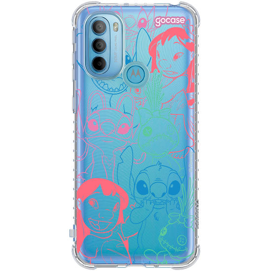 Capinha para celular  Lilo e Stitch - Rostinhos Rainbow