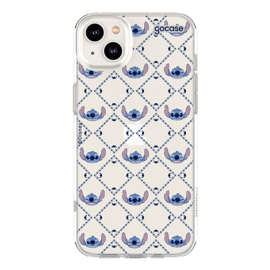 Capinha para celular Stitch - Padrão Xadrez com Iniciais
