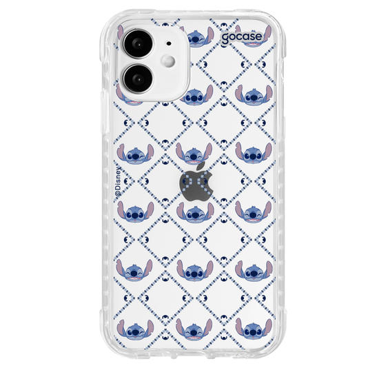 Capinha para celular Stitch - Padrão Xadrez com Iniciais