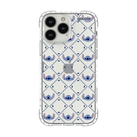 Capinha para celular Stitch - Padrão Xadrez com Iniciais
