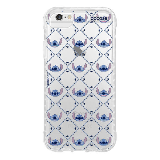 Capinha para celular Stitch - Padrão Xadrez com Iniciais