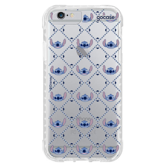 Capinha para celular Stitch - Padrão Xadrez com Iniciais