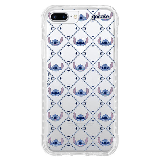 Capinha para celular Stitch - Padrão Xadrez com Iniciais