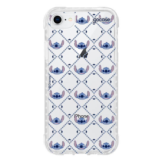 Capinha para celular Stitch - Padrão Xadrez com Iniciais