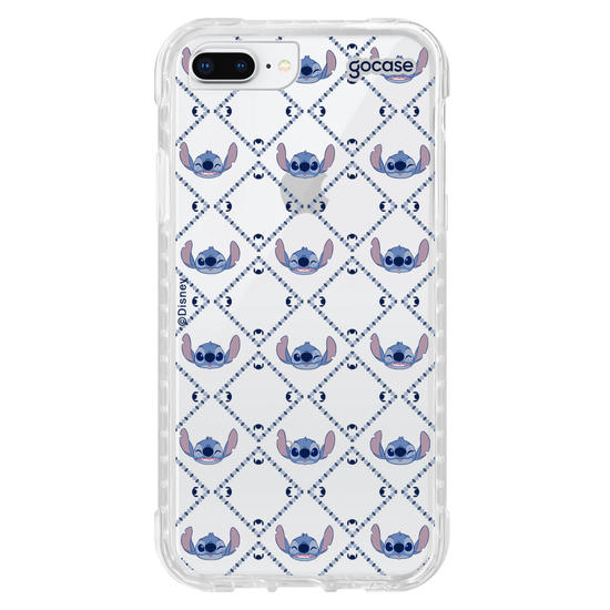 Capinha para celular Stitch - Padrão Xadrez com Iniciais