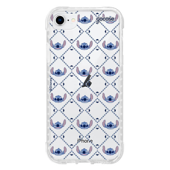 Capinha para celular Stitch - Padrão Xadrez com Iniciais