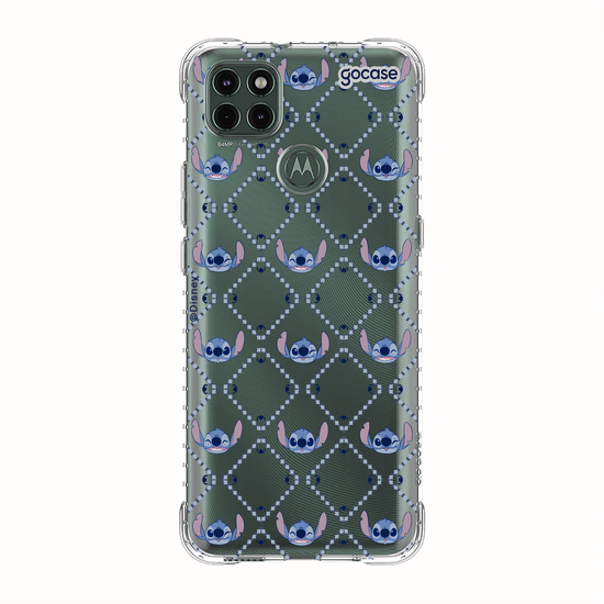 Capinha para celular Stitch - Padrão Xadrez com Iniciais