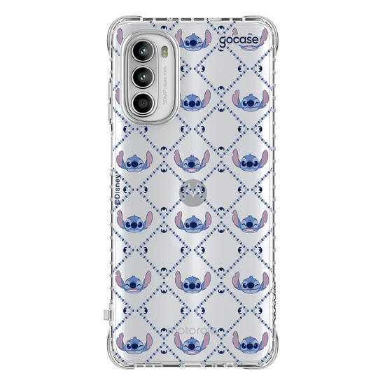 Capinha para celular Stitch - Padrão Xadrez com Iniciais