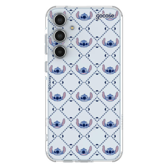 Capinha para celular Stitch - Padrão Xadrez com Iniciais