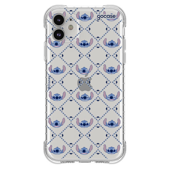 Capinha para celular Stitch - Padrão Xadrez com Iniciais