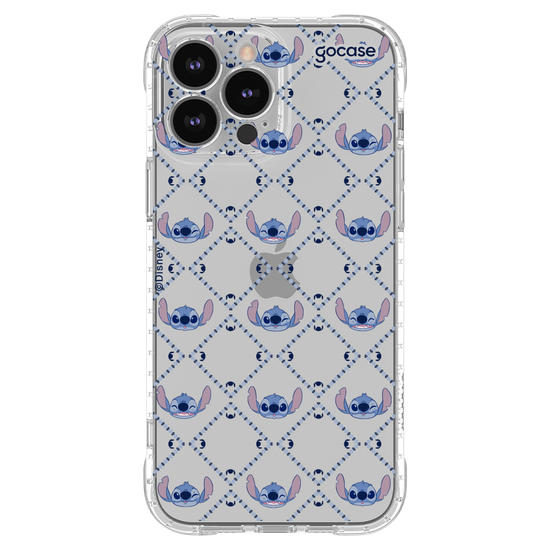 Capinha para celular Stitch - Padrão Xadrez com Iniciais