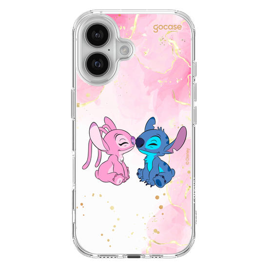 Capinha para celular  Stitch e Angel - Beijo com Aquarela