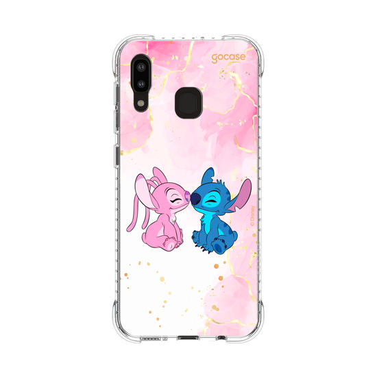 Capinha para celular  Stitch e Angel - Beijo com Aquarela