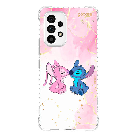 Capinha para celular  Stitch e Angel - Beijo com Aquarela