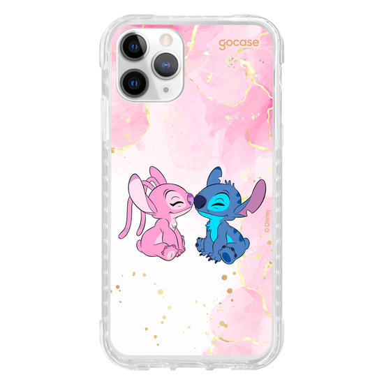Capinha para celular  Stitch e Angel - Beijo com Aquarela
