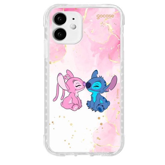 Capinha para celular  Stitch e Angel - Beijo com Aquarela