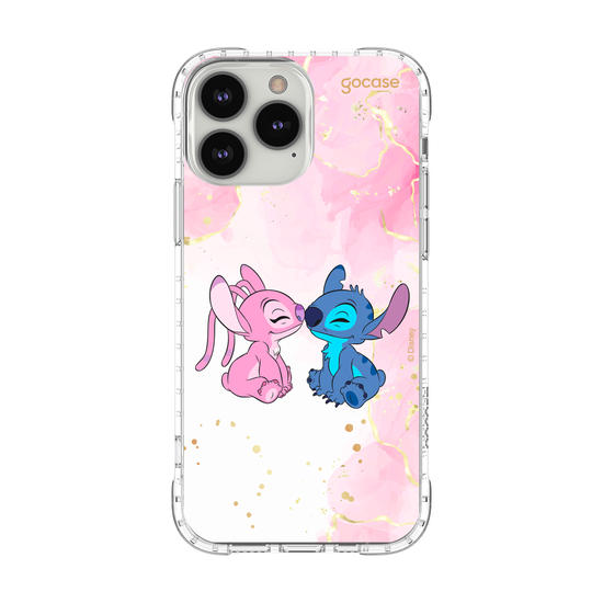 Capinha para celular  Stitch e Angel - Beijo com Aquarela