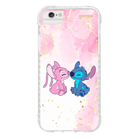 Capinha para celular  Stitch e Angel - Beijo com Aquarela