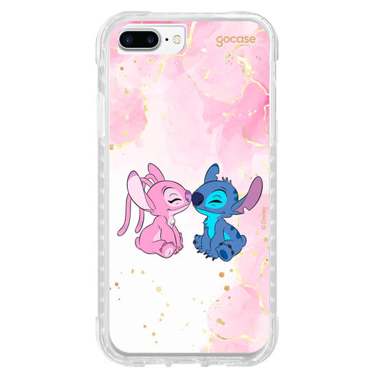 Capinha para celular  Stitch e Angel - Beijo com Aquarela