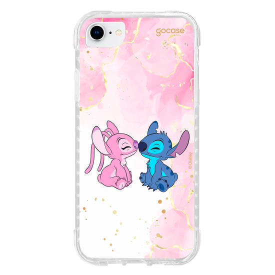 Capinha para celular  Stitch e Angel - Beijo com Aquarela
