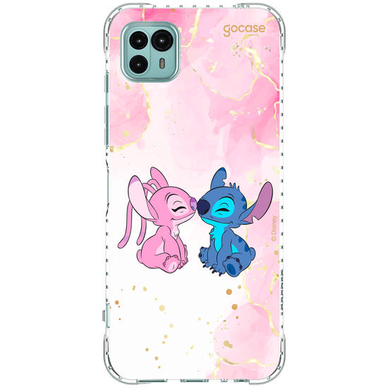 Capinha para celular  Stitch e Angel - Beijo com Aquarela