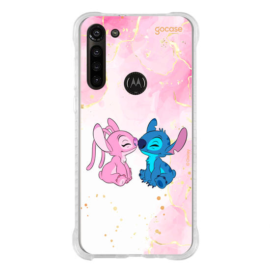 Capinha para celular  Stitch e Angel - Beijo com Aquarela