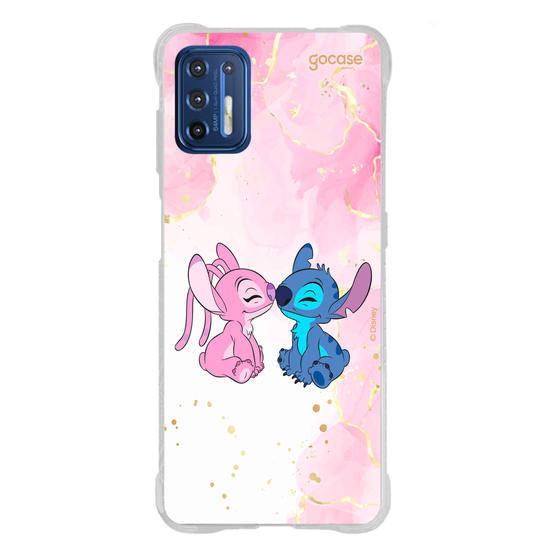 Capinha para celular  Stitch e Angel - Beijo com Aquarela