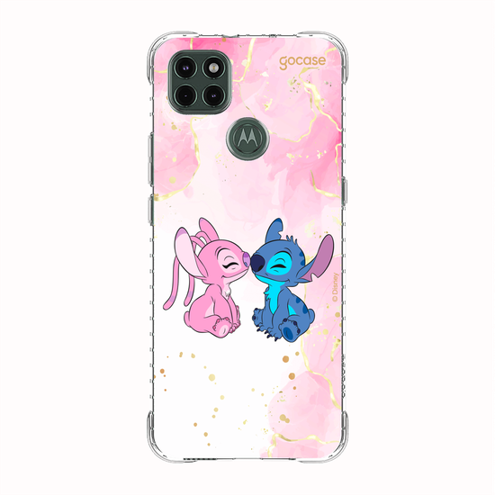 Capinha para celular  Stitch e Angel - Beijo com Aquarela