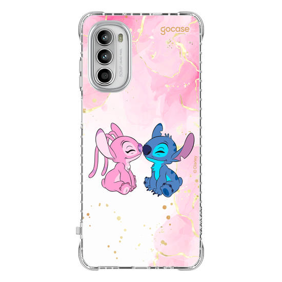 Capinha para celular  Stitch e Angel - Beijo com Aquarela