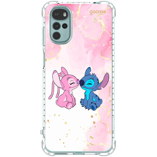 Capinha para celular  Stitch e Angel - Beijo com Aquarela