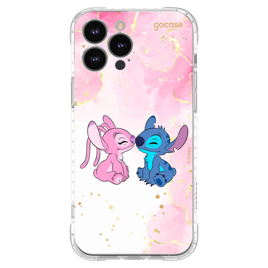 Capinha para celular  Stitch e Angel - Beijo com Aquarela