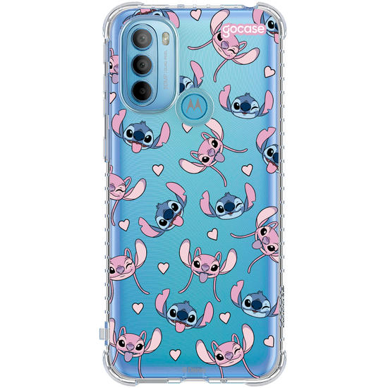 Capinha para celular  Stitch e Angel - Pattern Fofo