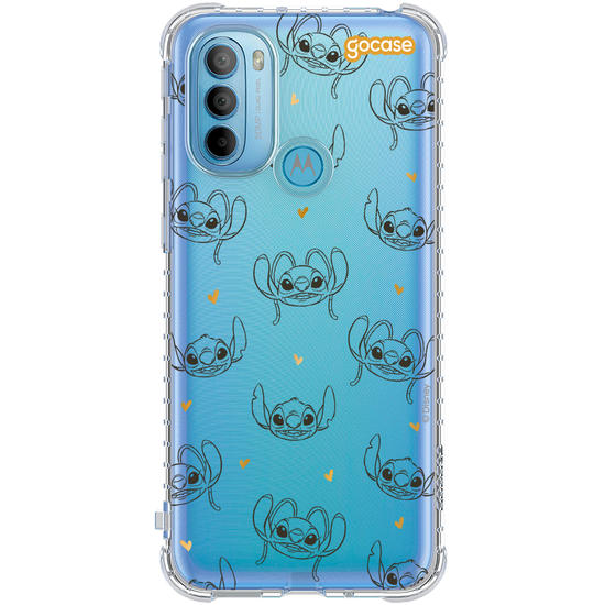 Capinha para celular  Stitch e Angel - Golden Hearts
