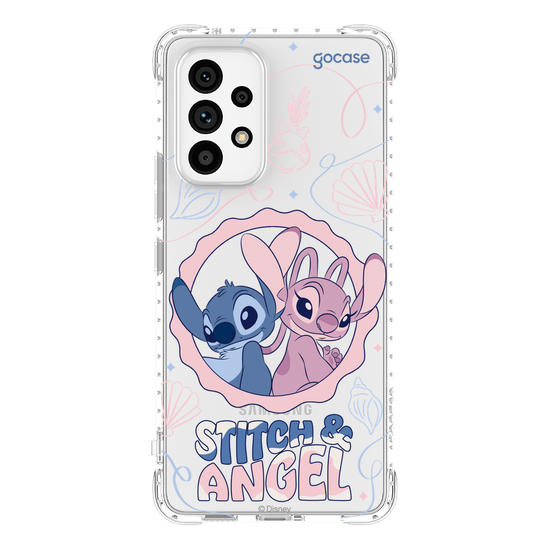 Capinha para celular  Stitch e Angel - Lines and Frame